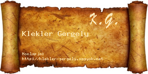 Klekler Gergely névjegykártya